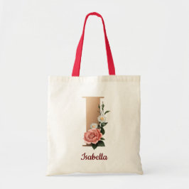 Bolsa Tote Letra Dourada I e Chic Floral Personalizada