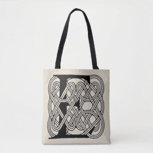 Bolsa Tote Letra E Celtic Knot Vintage Monograma
