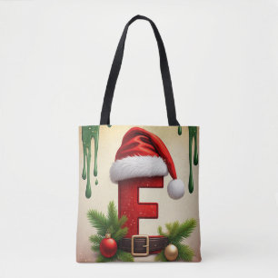 Bolsa Tote Letra F de Monograma de Papai Noel com Acento de N