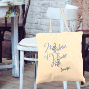 Bolsa Tote Letra Floral Dusty Blue Personagem Matriz de Honra