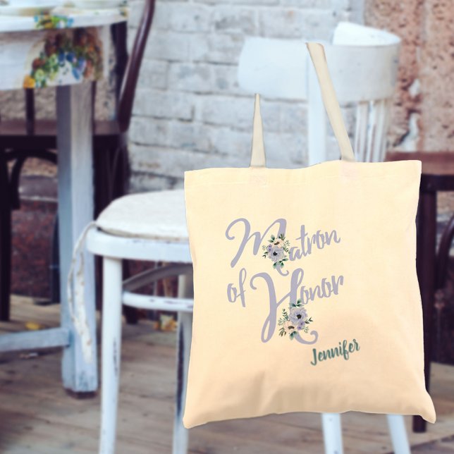 Bolsa Tote Letra Floral Dusty Blue Personagem Matriz de Honra (Criador carregado)