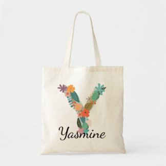 Bolsa Tote Letra Floral Personalizada Y Nome Personalizado Ca