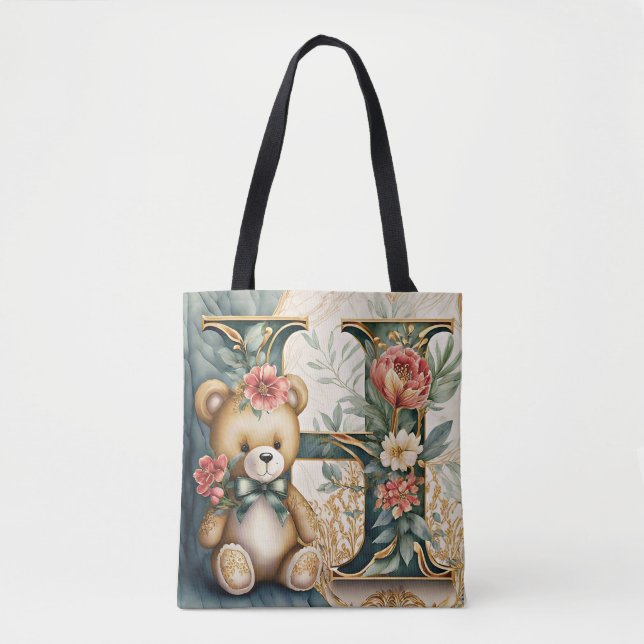 Bolsa Tote Letra FLoral Teddy Bear H (Frente)