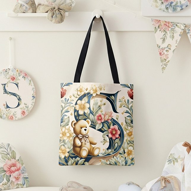 Bolsa Tote Letra FLoral Teddy Bear S (Criador carregado)
