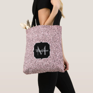 Bolsa Tote Letra inicial com brilho de luz rosa