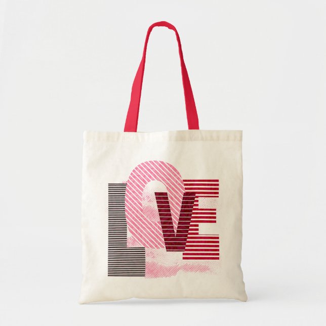 Bolsa Tote Letra Magenta Geométrica de Amor (Frente)