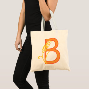 Bolsa Tote Letra maiúscula B monograma floral