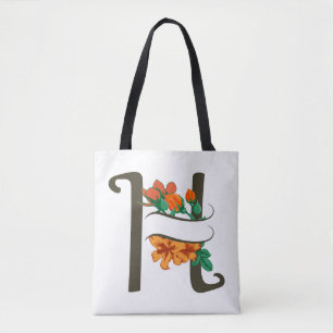 Bolsa Tote Letra maiúscula H monograma floral