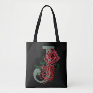 Bolsa Tote Letra maiúscula J monograma floral