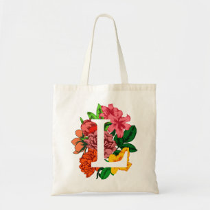 Bolsa Tote Letra maiúscula L monograma floral