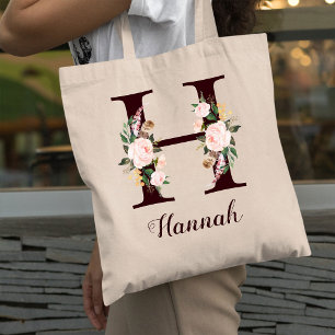 Bolsa Tote Letra mínima H Blush Floral Personalizado Gpresent