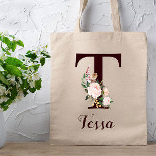 Bolsa Tote Letra Mínima T Escamudo Presente Personalizado Flo