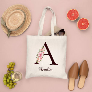 Bolsa Tote Letra Mínima Um Presente Personalizado Floral Esca