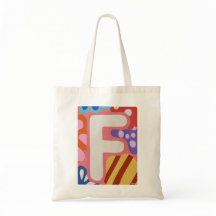 Bolsa Tote Letra Monograma F Decoração Dopamina Br