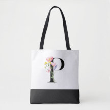 Letra P personalizada do monograma de flor selvage