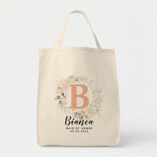 Bolsa Tote Letra Personalizada Greenery Bridesmaid Tote Bag
