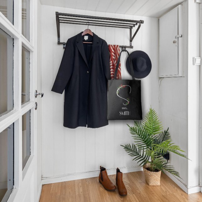 Bolsa Tote Letra simples de flor de aquarela A (Criador carregado)