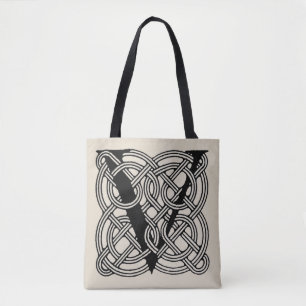 Bolsa Tote Letra V Vintage Celtic Knot Monograma
