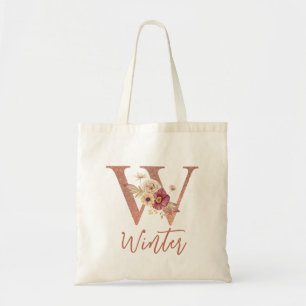 Bolsa Tote Letra W Leve cor-de-rosa-claro Monograma Floral