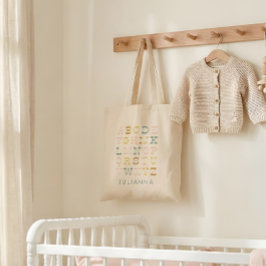 Bolsa Tote Letras de Alfabeto Vintage em Pastel Personalizada