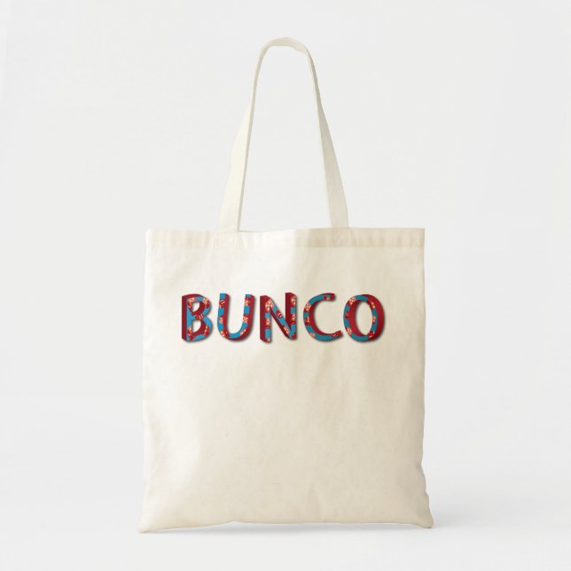 Bolsa Tote Letras de Bunco com dados do bunco (Frente)