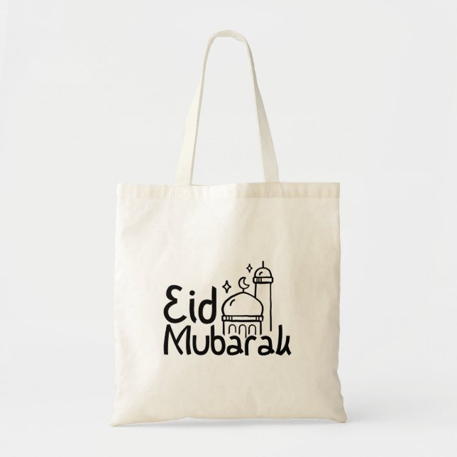 Bolsa Tote Letras Desenhadas à Mão "Eid Mubarak" (Frente)