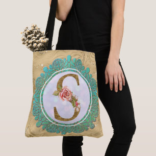 Bolsa Tote Letras iniciais do Monograma Elegante com Mandala