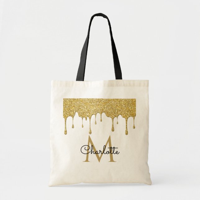 Bolsa Tote Letras Maiúsculas com Pingos de Glitter Dourado El (Frente)