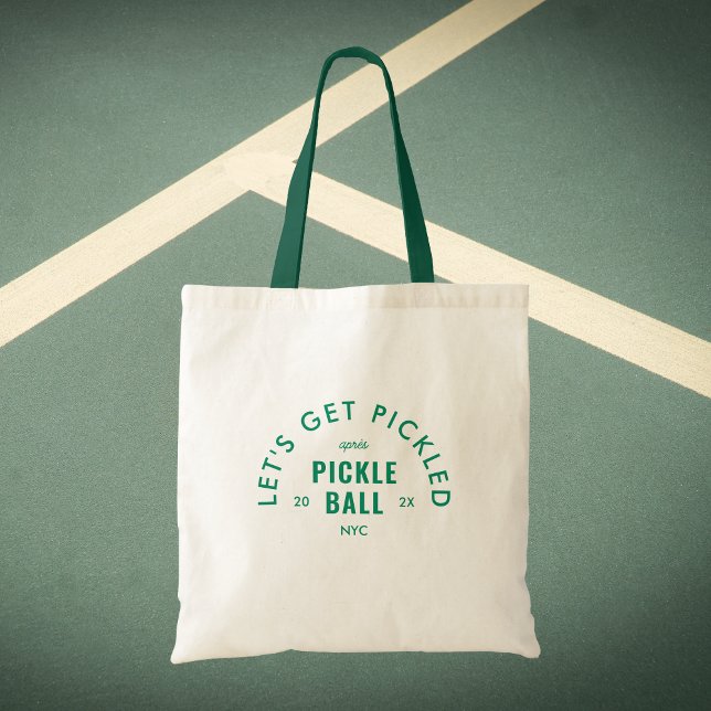 Bolsa Tote Let's Get Pickled Après Pickle Ball Green Handle (Criador carregado)