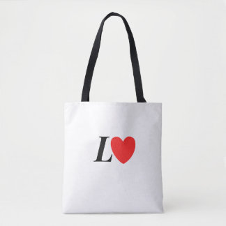 Bolsa Tote Letter L Heart - Valentine Initial Love Design