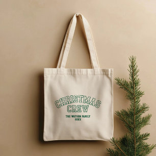 Bolsa Tote Letterman Christmas Crew Collegiate Family Name