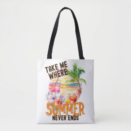 Bolsa Tote Leva-Me Onde O Verão Nunca Termina, Flores Tropica