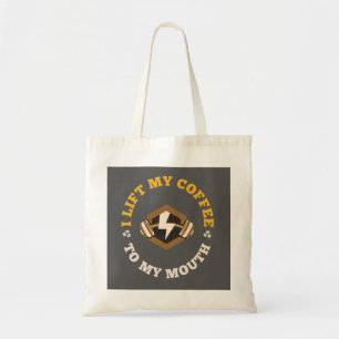 Bolsa Tote Levanto meu café para minha boca (Cinza/Dourada)