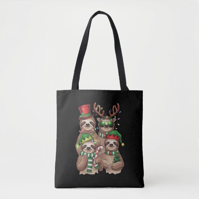 Bolsa Tote Leve Feliz de Natal Slothmas Sloth Lover Gift (Frente)