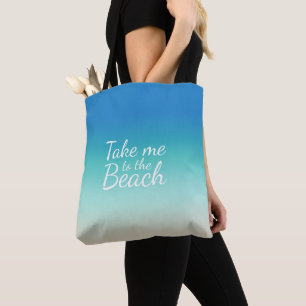 Bolsa Tote "Leve-me à Praia" Moderno Azul Ombre 