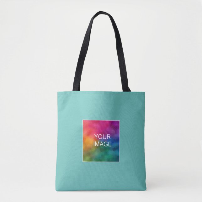 Bolsa Tote Leve Teal Adicionar Sua Foto Aqui Modelo Personali (Frente)