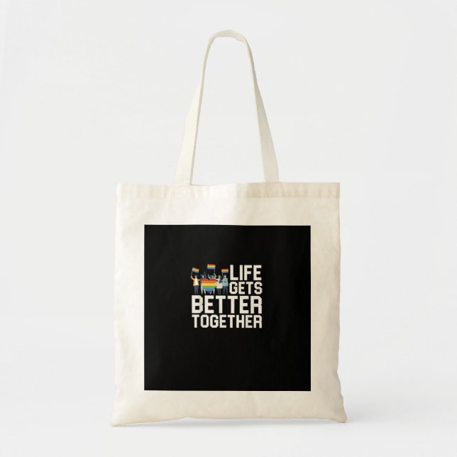 Bolsa Tote LGBT Pride Support Life Gets Better Together Inclu (Frente)