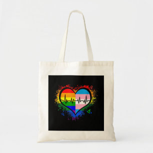 Bolsa Tote LGBT Pulsação EKG Camisa Gay Lésbica Transgênero L