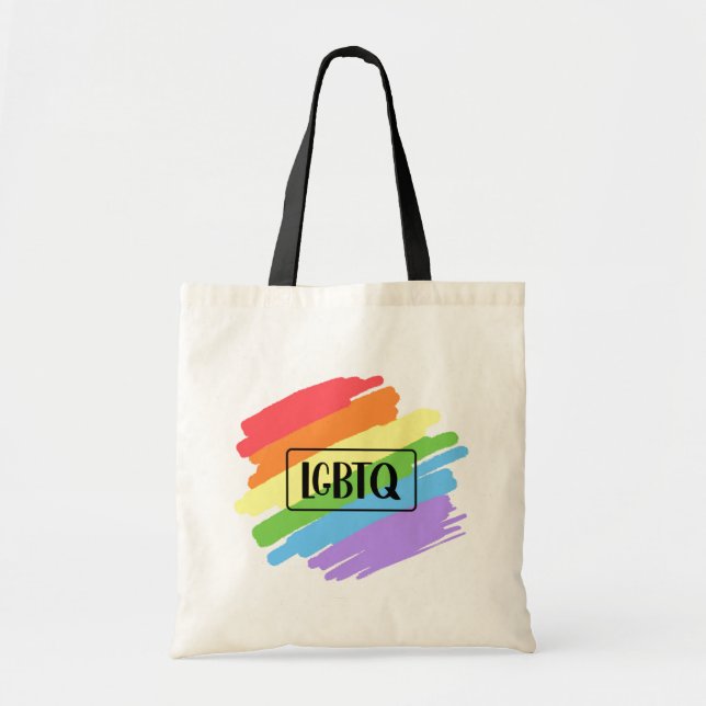 Bolsa Tote LGBTQ Brushstrokes Arco-Íris (Frente)