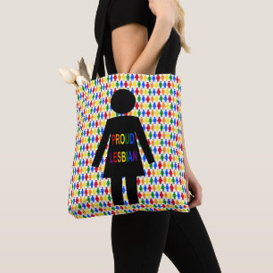 Bolsa Tote LGBTQ Silhouette Lésbica e Damas Arco-Íris