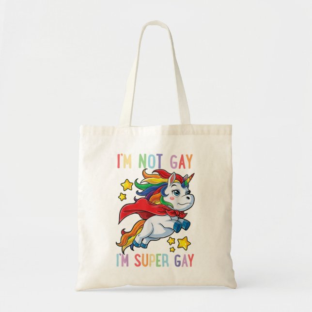 Bolsa Tote LGBTQ Unicorn Super Orgulho gay LGBT Ally Rainbow  (Frente)