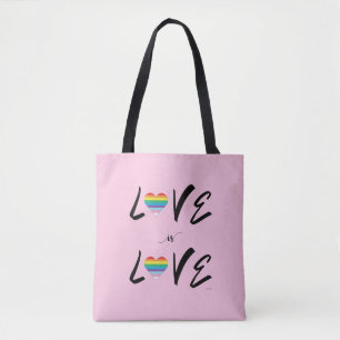 Bolsa Tote LGBTQIA Love is LOVE, Rainbow Pride Pink Token Bag