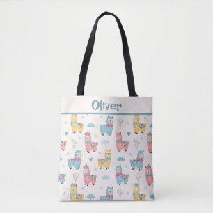 Bolsa Tote Lhamas Coloridos Fofos com Cachecóis