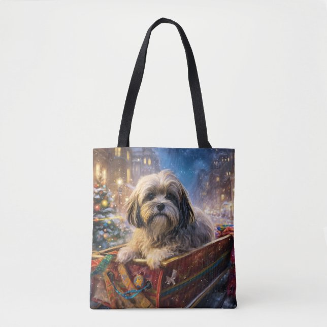 Bolsa Tote Lhasa Apso Christmas Fesason Season (Frente)