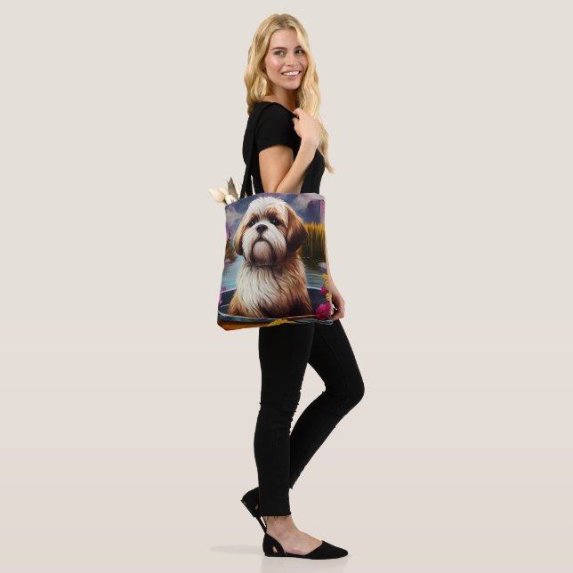 Bolsa Tote Lhasa Apso em um Paddle: Uma Aventura Cênica (No(a) Modelo)