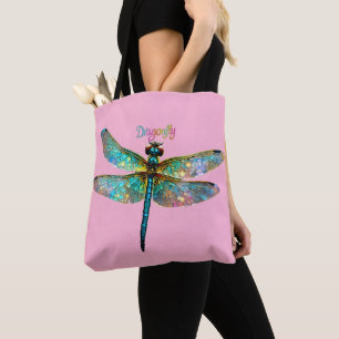 Bolsa Tote Libélula Colorida de Vidro Pintado