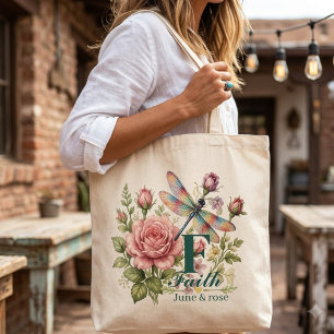 Bolsa Tote Libélula Colorida em Aquarela & Flor de Nascimento