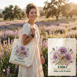 Bolsa Tote Libélula de Flor de Nascimento Personalizada de Se