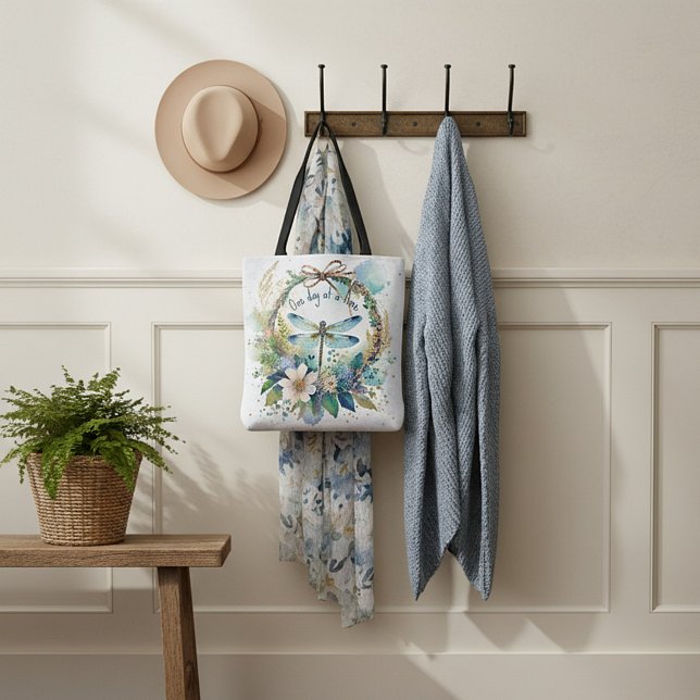 Bolsa Tote libélula Floral Um dia de cada vez (Criador carregado)