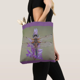 Bolsa Tote Libélula na flor roxa